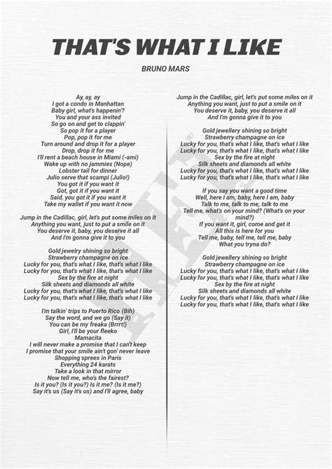 bruno mars that's what i like lyrics